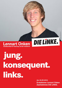 Bundestagswahlplakat von Lennart Onken, © DIE LINKE Niedersachsen