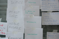 „WHAT IS PUBLIC?“
The photo gallery documents the mapping of definitions and approaches during the Vilnius workshop where workshop participants answered the following questions relating to notions of the public sphere and the role of public art: What is public? Public should (be)… How do you make public happen? What can public art do?