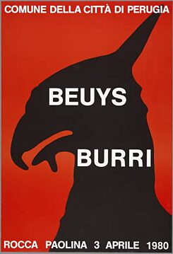 Manifesto della mostra di Burri e Beuys a Perugia, 1980