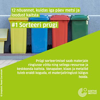 Infopostitus: Jäätmete sorteerimine, värvilised prügikastid