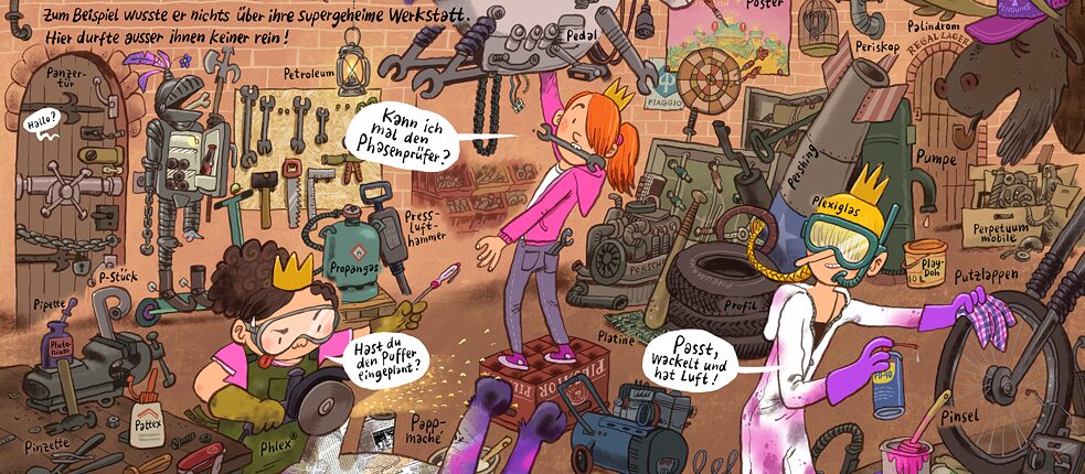 Ilustrator Markus Witzel w Power Prinzessinnen Patrouille bawi się stereotypami dotyczącymi płci.