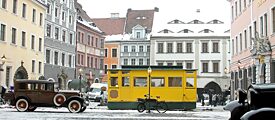 Piazza del Mercato di Görlitz durante le riprese di "Grand Budapest Hotel"