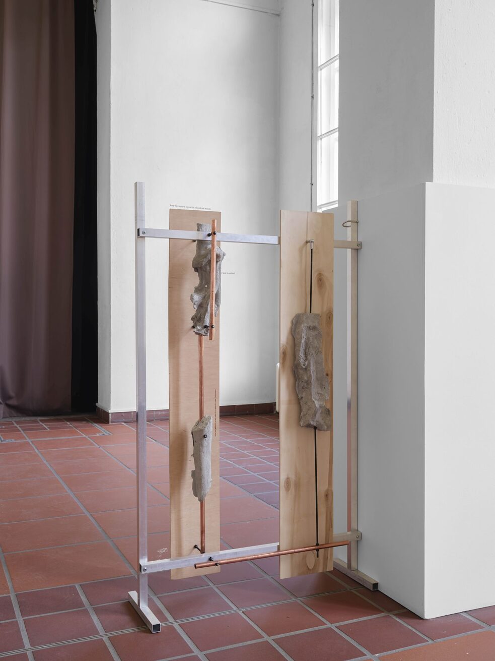 Exhibition view: Anastazja Palczukiewicz, ‘Displaced’, 2023 Mixed media installation (3-part)