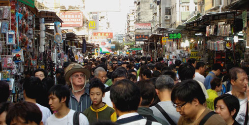 With 130,000 inhabitants per square kilometre, Mong Kok in Hong Kong ...