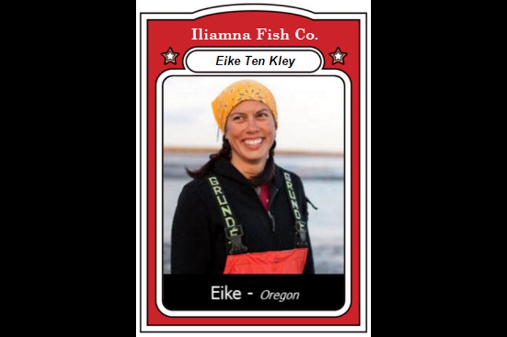 Sběratelská kartička s Eike Ten Kley, rybářkou & vedoucí provozu v Iliamna Fish Company