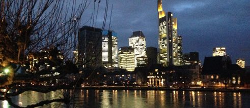Frankfurt river & lights at night