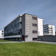 Facade of the Bauhaus building in Dessau, 2018