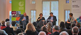 "Culture in times of uncertainty", discussed in Brussels Johannes Ebert, Secretary General of the Goethe Institute, Kateryna Botanova, co-curator of Culturescapes, Sir Ciarán Devane, CEO of the British Council and Gitte Zschoch EUNIC Global