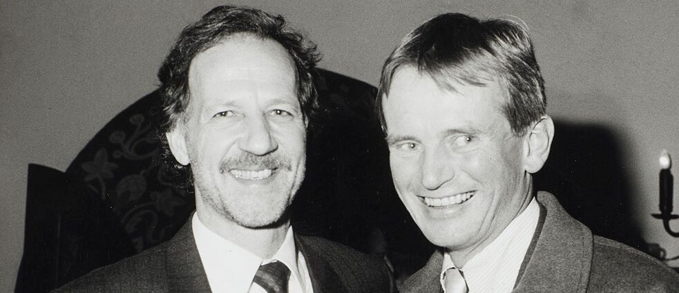 Werner Herzog and Bruce Chatwin pose for a photo in the 1980s