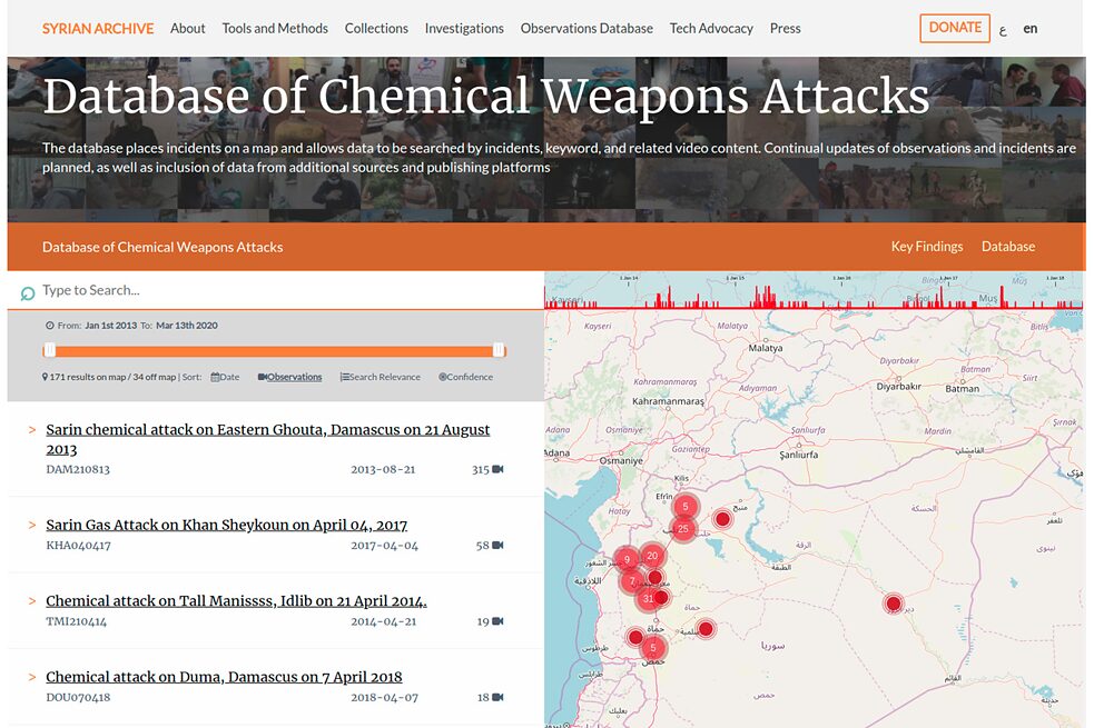 Datenbank von Angriffen mit chemischen Waffen