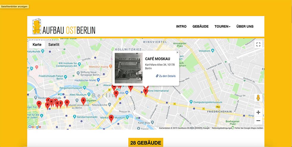 Utilizzando le fotografie di Gisela Dutschmann, che ha immortalato la ricostruzione di Berlino Est, il team di “Aufbau Ost-Berlin” ha realizzato dei tour digitali della città.