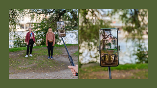 Die Augmented-Reality-Arbeit “Submission” von Åsa Cederqvist am Kungsbron, Stockholm.