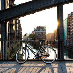 Bike on a bridge in Hamburg