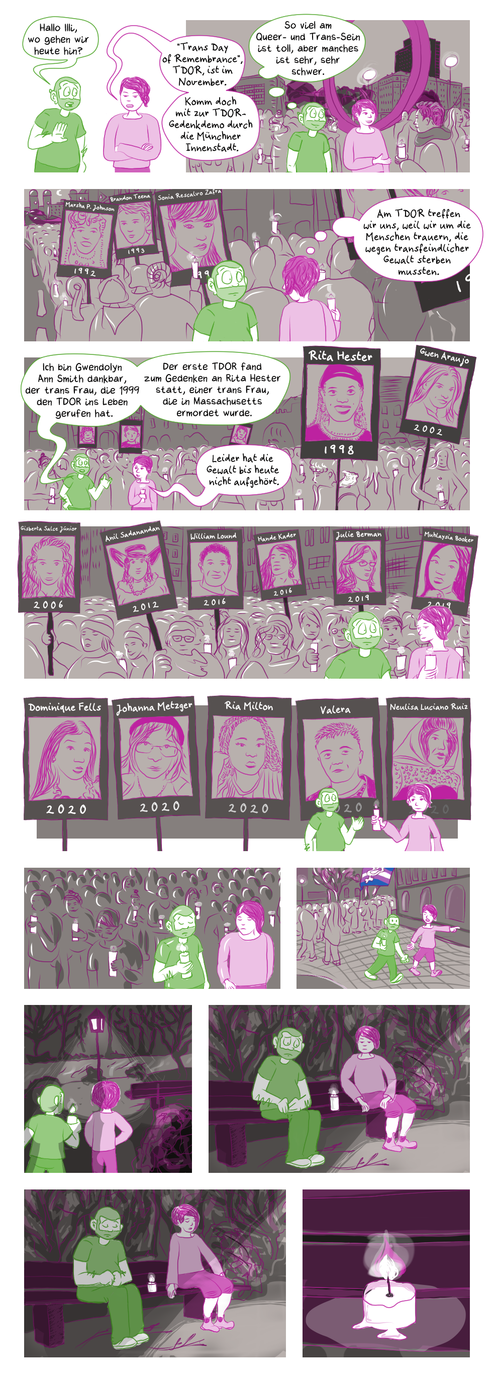 visuelles Comic: Queere Comic Konversation: November - TDOR, rein text-basiertes Comic folgt nach den Anmerkungen