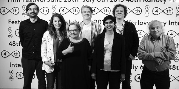 Die Jury des 48. IFF Karlovy Vary: (von links) Ivo Andrle, Claudia Llosa, Agniezska Holland - die Jurypräsidentin, Sigurjon Joni Sighvatsson, Meenakshi Shedde, Frédéric Boyer, Alon Garbuz. Foto: © IFF Karlovy Vary
