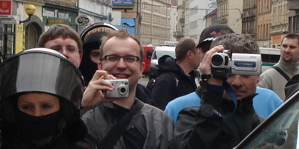 Miroslav Mareš na demonstraci proti náckům v Brně, Foto: Petra Vejvodová