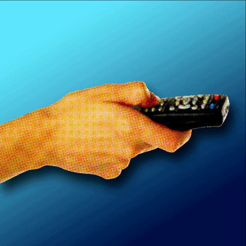 Serienfieber Animierte Illustration einer Hand mit Fernbedienung