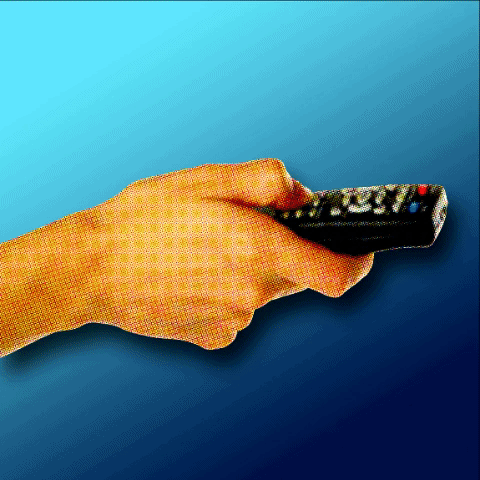 Animated Binge Fever Illustration of a hand holding a remote control
