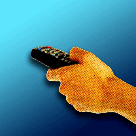 Binge Fever Illustration of a hand holding a remote control