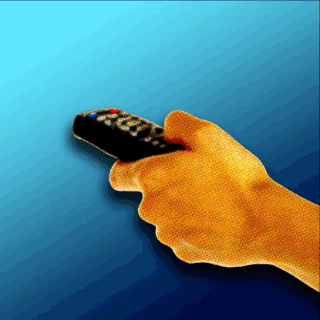 Binge Fever animated Illustration of a hand holding a remote control