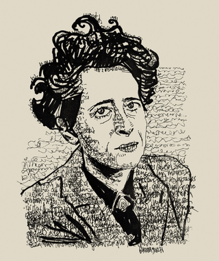 Hannah Arendt, Zeichnung, Tinte auf Karton