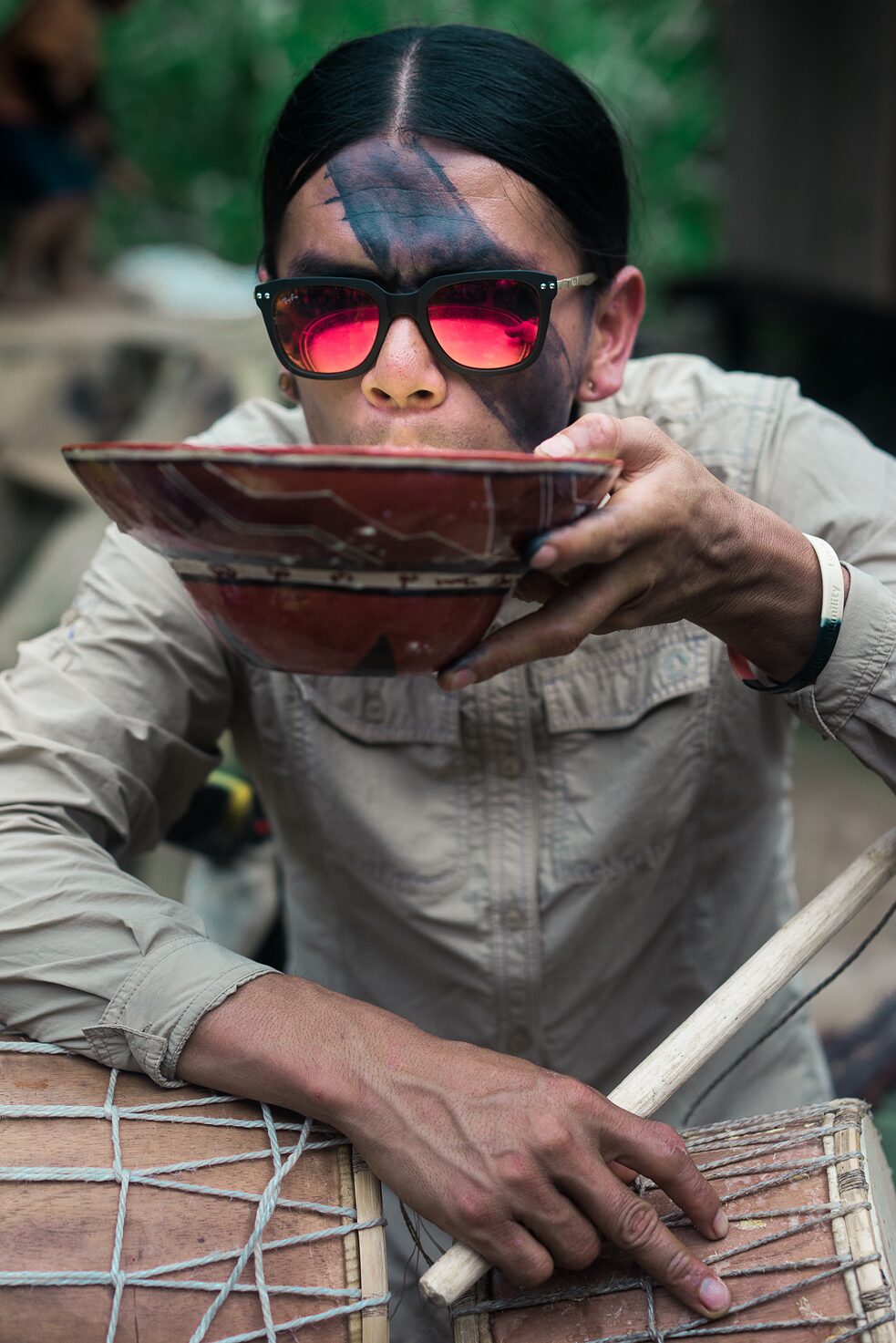 Celso Aranda drinks chicha on the third day of the Uyantza Raymi celebration.