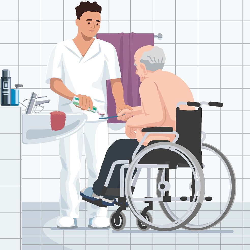 Pflegekräfte Körperpflege Rollstuhl