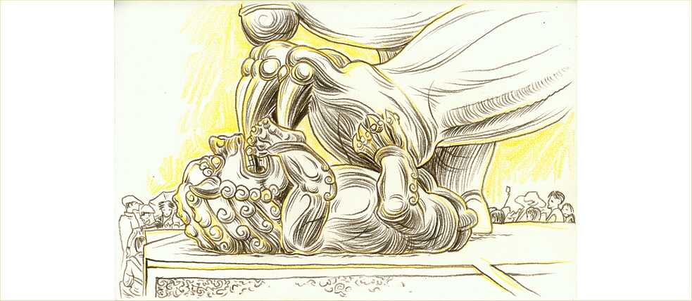  Strict look, imposing appearance: At the entrance to every sanctuary, palace, restaurant or other rooms worthy of protection, the obligatory pair of stone lions stands guard. The male figure is always on the right. Under his paw he has a ball symbolizing the unity of the empire. To the left is a lioness holding her cub under her paw, indicating growth and well-being.