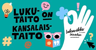 Verschiedene Abbildungen und Infos zur finnischen Lesewoche