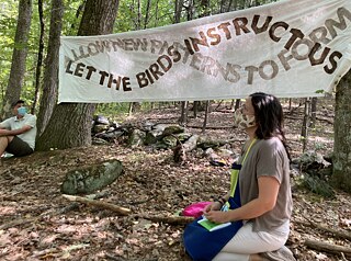 Jane with Banner &copy; Photo by Rebecca Uchill Jane with Banner