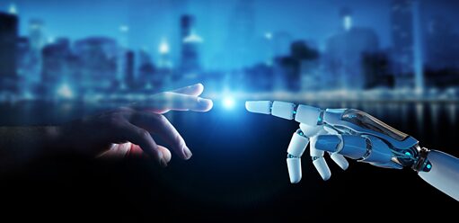 AI human hand und machine