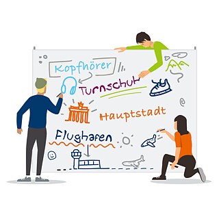 Illustration: Jugendliche an einem Whiteboard