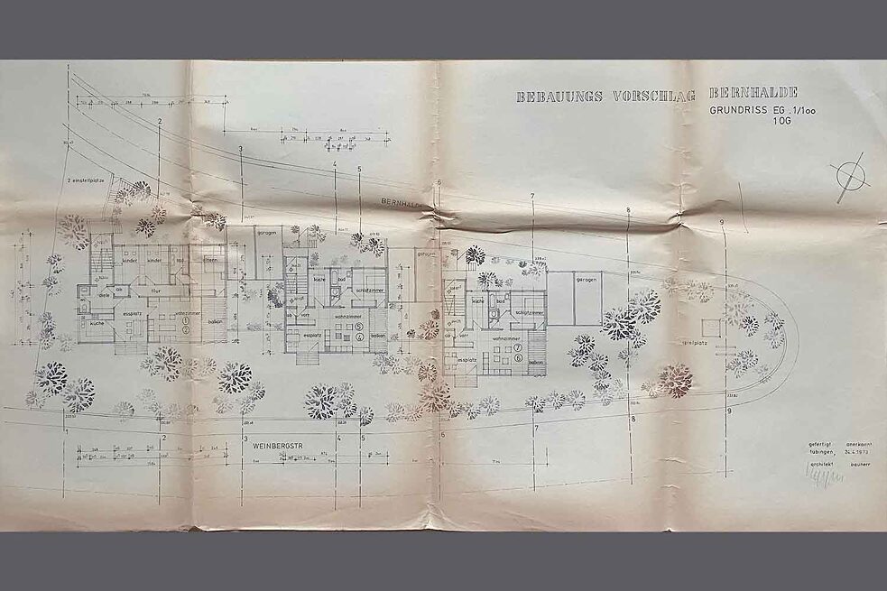 Bebauungsvorschlag für das Gebiete Bernhalde in Tübingen, 1973
