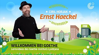 Ciril Horjak mit Ernst Haeckel &copy; Graphik: Yuchen Jemeršić  © Goethe-Institut Ljubljana Lernvideo: Ciril Horjak mit Ernst Haeckel