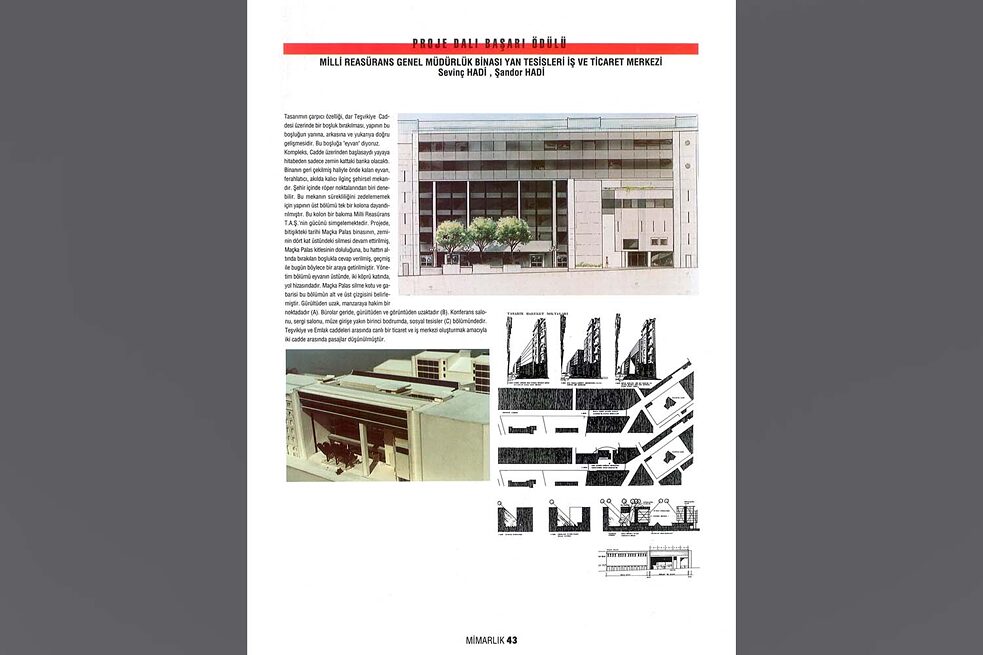 Gebäude der Generaldirektion der Nationalen Rückversicherung, im Rahmen der Nationalen Architekturpreise 1992 ausgezeichnet in der Sparte Architekturprojekte 