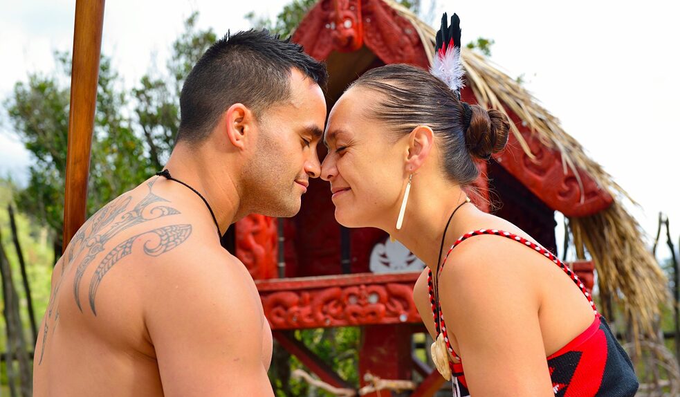 No words required: A traditional Maori "hongi" greeting 