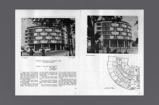Im Anschluss an einen Wettbewerb realisierte Kadıköy Filiale der Türkischen İş Bankası 04 mit Dienstwohnungsgebäude, erster Wettbewerbspreis, 1957