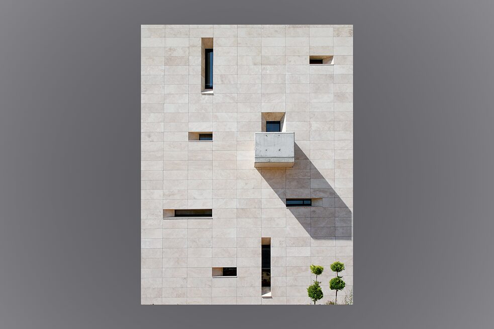 Studentenwohnheim auf dem Nordzypern-Campus der ODTÜ, Zypern, 2007; Fassadendetail