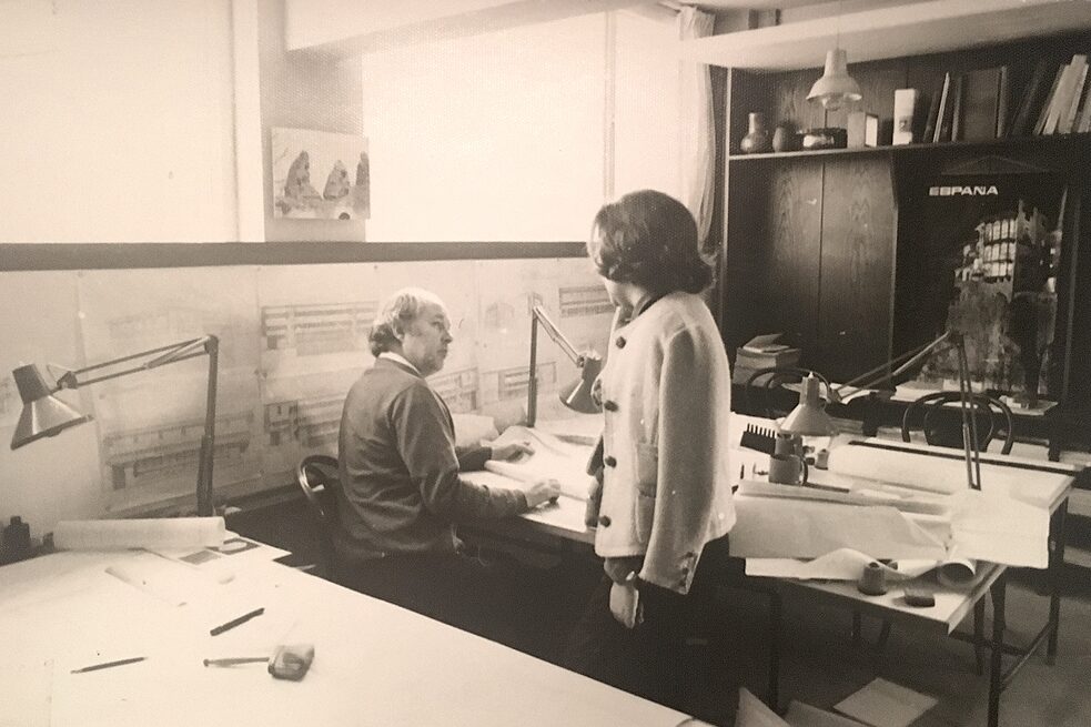 Sevinç und Şandor Hadi im gemeinsamen Büro in Istanbul, 1960er Jahre