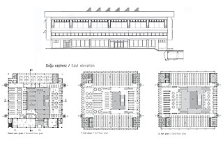 Allgemeine Bibliothek der Boğaziçi Universität in Istanbul, erster Wettbewerbspreis, 1974, Pläne und Zeichnungen