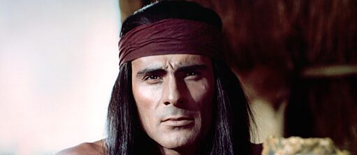 Foto av en indian från filmen Apachen, DDR 1973.