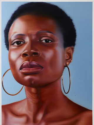 Stella John is a fashion model from Nigera. She has two teenage sons and lives and works in Dubai. Painting detail: oil on canvas, 48 x 36 inches, year: 2020