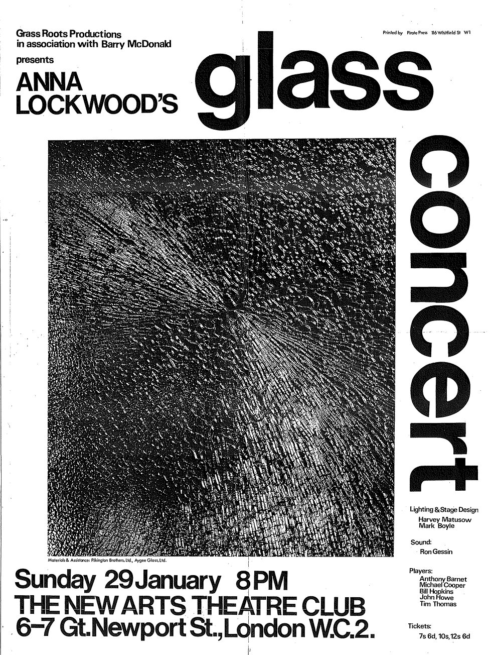 Ein Poster der ersten Glass Concerts