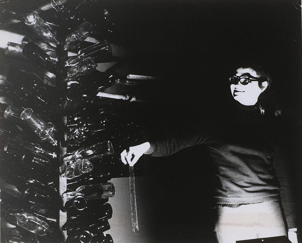 Annea Lockwood, The Glass Concert, live audio/visual performance with amplified glass, 1967-70.