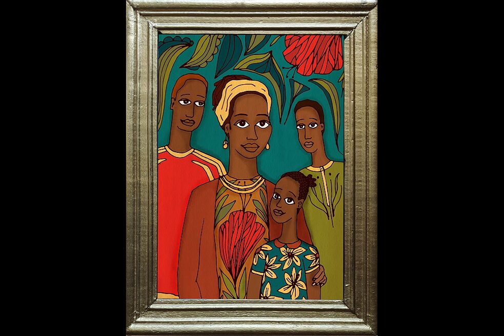 Ein Gemälde von Zainabu und ihrer Familie