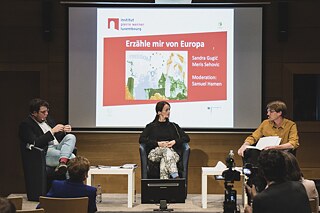 Samuel Hamen, Sandra Gugić, Meris Sehovic, „Erzähle mir von Europa“, 19. Oktober 2020, Institut Pierre Werner