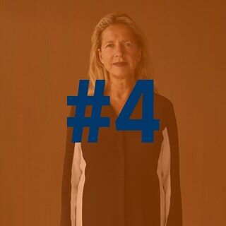 The number 4 over the photo of podcast participant Iwona Blazwick