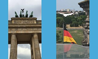 The Brandenburg Gate and on top of the Reichstag