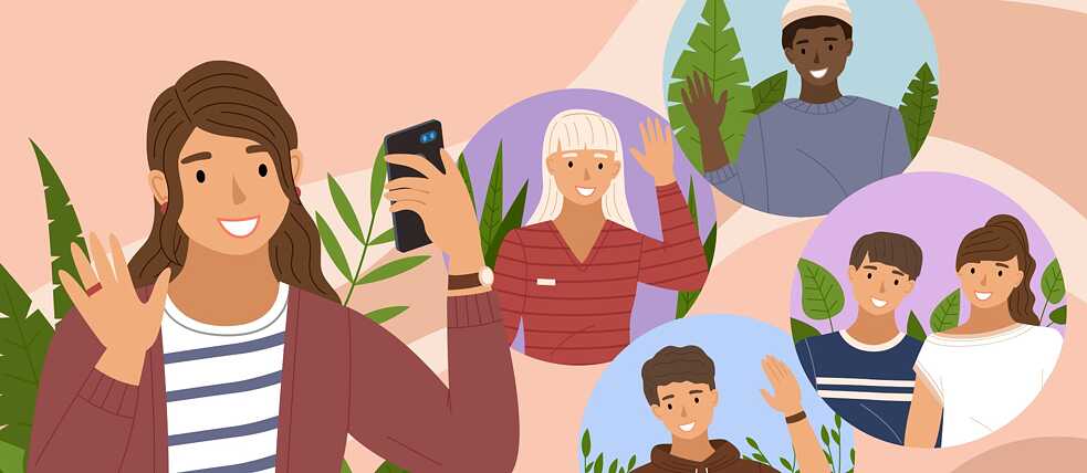 Woman on video call