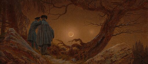 „Zwei Männer in Betrachtung des Mondes“ von Caspar David Friedrich